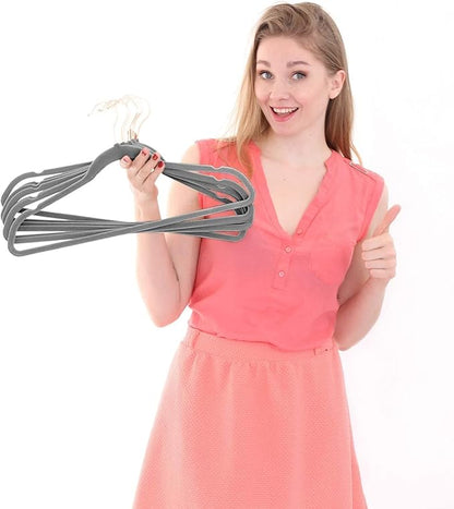 Evolluxi® Non-Slip Velvet Hangers - Suit Hanger Ultra Thin Space Saving 360 Degree Swivel Hook Strong and Durable Clothes Hangers (Grey, 10)