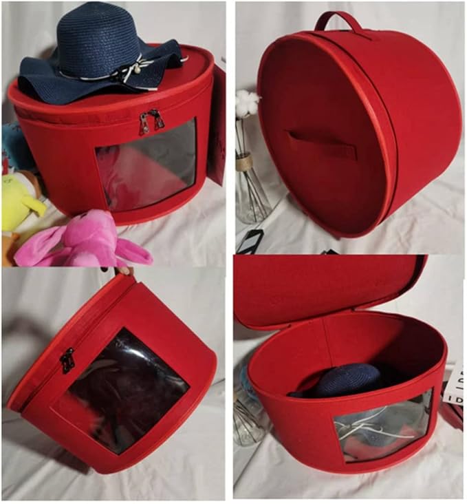 Hat Box Organizer Round Travel Hat Boxes Foldable Hat Storage Bag with Lid Hat Storage Box Hat Boxes D
