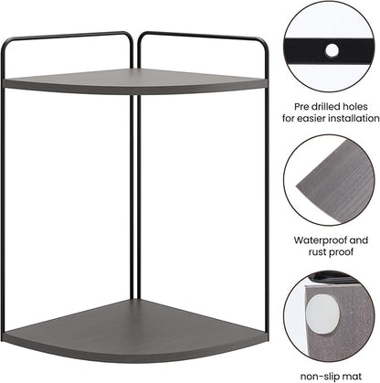 Forest Angle Bathroom Counter Organizer,Countertop Organizer,Vanity Organizers,Bathroom Storage,Bathroom Sink Caddy,Counter Shelf,Corner Counter,Corner Shelves(Black-Grey)