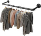 Livabber Industrial Pipe Clothes Rack, Heavy Duty Detachable Iron Garment Rack Wall Mounted, Rustic Saving Space Clothes Bar Multi-Purpose Hanging Rod for Bedroom, Closet, Black (36 Inch)
