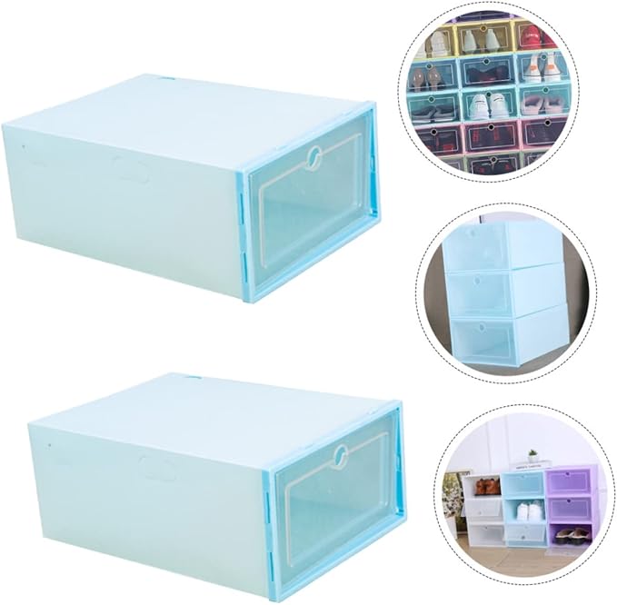 LABRIMP 6pcs Stackable Shoe Storage Boxes Cardboard Organizers Box for Shoes Case Home Office Storage