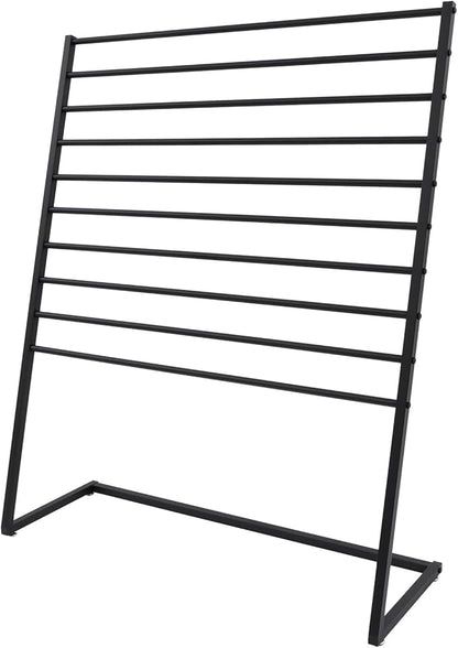 Scarf Display Stand, 10 Tier Metal Scarf Holder Organizer, Scarf Hanger Scarf Holder Scarf Organizer Belt Organizer Pants Rack Scarf Rack for Commercial Clothing Retail Store (Black, 120cm)