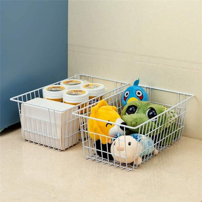 15.2" Metal Wire Baskets for Organizing 6 Pack, Household Pantry Storage Freezer Organizer Bins with Handles, Freezer Baskets for Upright Freezer, Refrigerators, Kitchen Cabinets, White