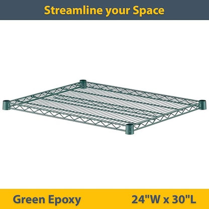 2 Pack Green Additional Wire Shelf for 24"x30" NSF Shelving Units, Replacement Shelves for Wire Rack