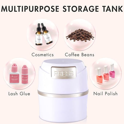 Eyelash Glue Storage Container Tank - Adhesive Jar Stand Makeup Case Cosmetic Storage Tank - White with Gold