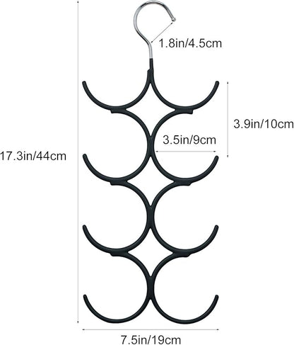 Yizhi Scarf Hanger Organizer Holder, No Snag Belt Rack Tie Hanger Sturdy 8 Hook Space Saving Closet Accessory Organizer for Scarves, Ties, Belts, Shawls, Pashminas and Jewelry (1, Black)