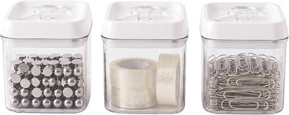 Felli Flip Tite Food Storage Container 4" Medium Size Airtight Lid Lock Top, Stackable Kitchen Canister for Space Saving, Pantry Fridge Cupboard Organizer, Spice Seasoning Pet Treats Snack (0.5 qt)