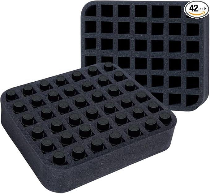 Essential oils Organizer Holder Foam Pad with Slots, Holds 42 bottles of 10ml、15ml Bottles, Removable Dividers，Black