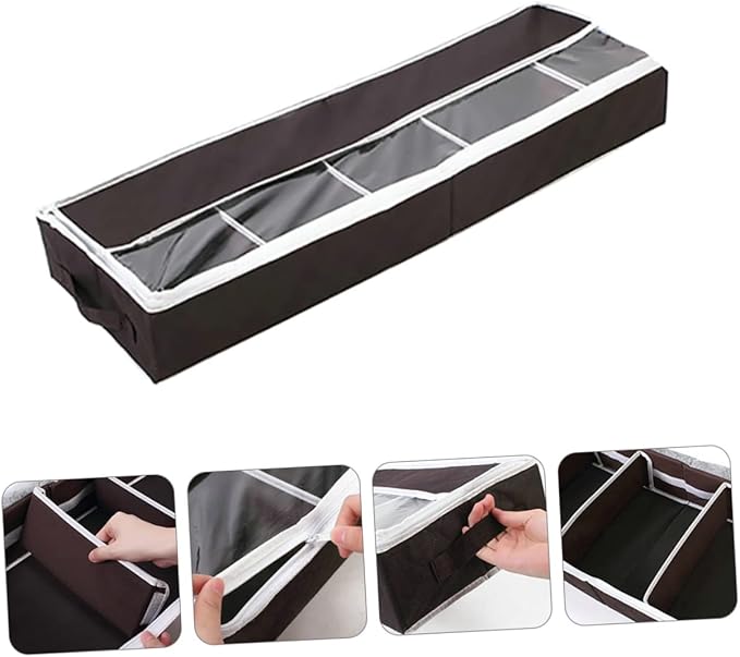 GARVALON Foldable Non Woven Shoes Box with Visual Window for Home and Dorm Compact Shoe Organizer Dustproof Storage Case Portable