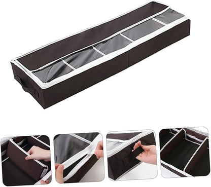 GARVALON Foldable Non Woven Shoes Box with Visual Window for Home and Dorm Compact Shoe Organizer Dustproof Storage Case Portable