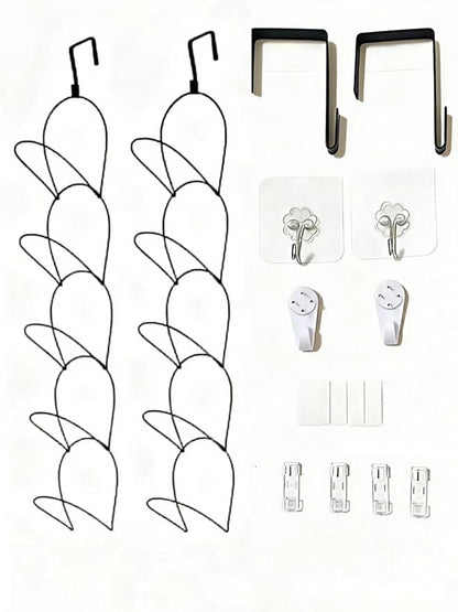 10 Piece Set Wig Organizer Wig Storage Rack, Saves Space, Used for Storing Wigs Behind Doors, Wardrobes, Walls, Bathroom Hat Racks, and Hanger Style Wigs (Black)