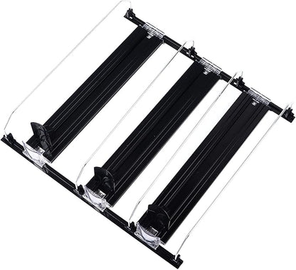 Soda Can Dispenser Organizer for Fridge Automatic Pusher 38cm E Shaped (Black)