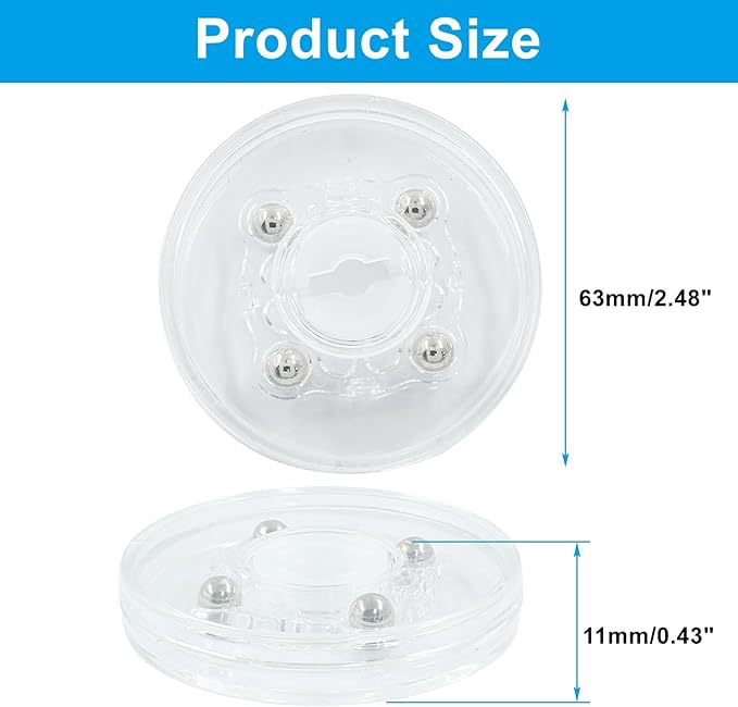 4 Pcs Mini Acrylic Lazy Susan Turntable,63mm/2.48 Inch Dia Ball Bearing Rotating Tray,Round Swivel Plate for Kitchen Pantry Cabinet Desk Decorating (2.48 Inch, Clear)