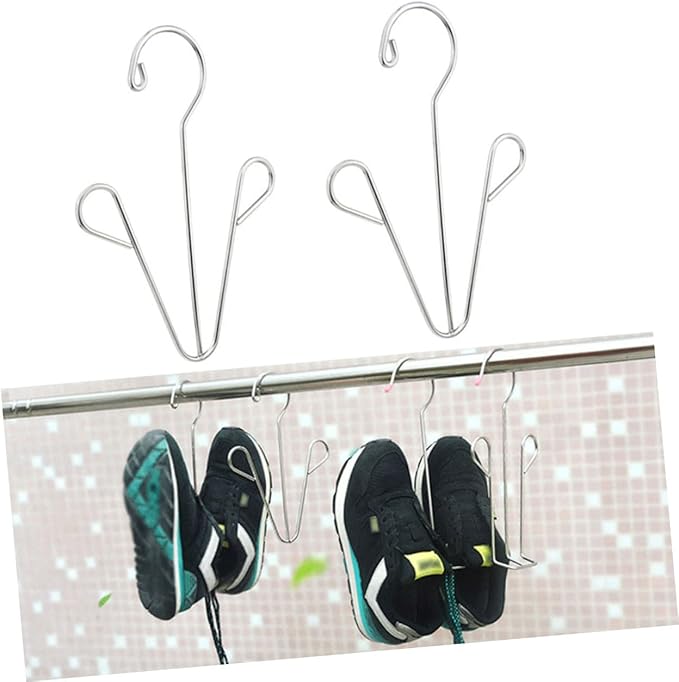 Foldable Shoe Rack Organizer 2pcs Stainless Steel Shoe Drying Rack Hanger Door Hanging Organizer Dry