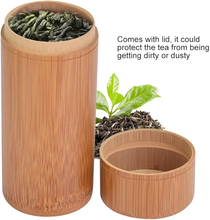 Mumusuki Tea Jar, Portable Sealed Tube Tea Storage Box Canisters Box Wake Tea Bucket for Farmhouse Kitchen Counter(M)