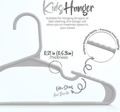 Utopia Home 20 Pack Kids Hangers - 11.5 Inch Plastic Baby Hangers for Closet - Childrens Hanger for Clothes & Infant Hanger for Closet - for Everyday Standard Use (Gray)