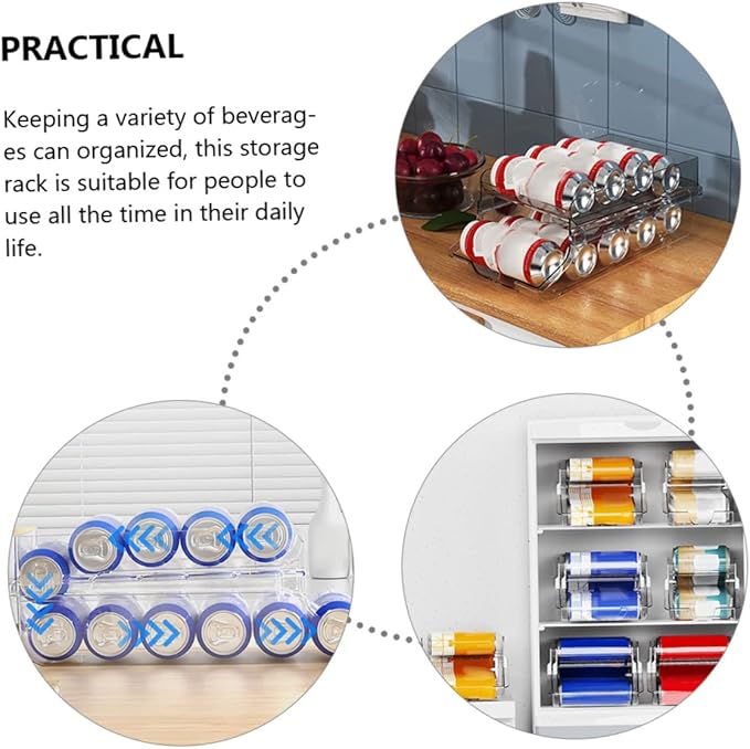 BESTOYARD Soda Fridge Organizer Water Bottle Storage Box Can Dispenser for Pantry