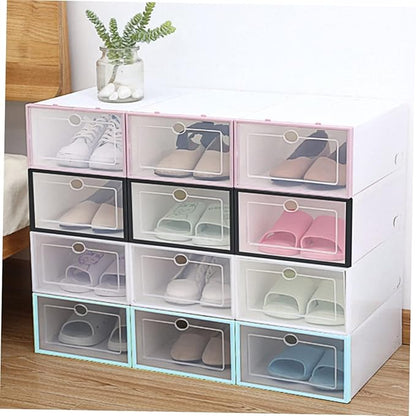 Hemobllo 6PCS Thickened Shoe Boxes Plastic Shoe Organizers Stackable Design for Footwear Storage for Sneakers Boots and Heels for Closet Organization