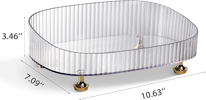 Clear Acrylic Perfume Tray, Round Makeup Bathroom Trays for Counter, Decorative Vanity Trays for Bathroom Countertop for Dresser Tops