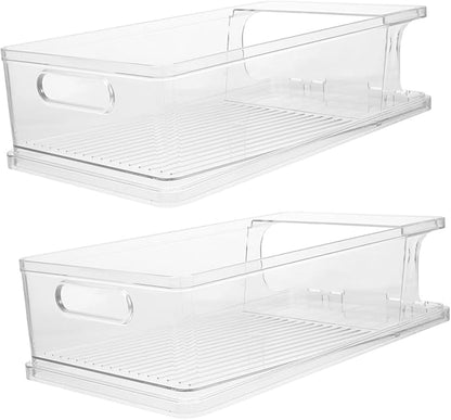 Cabilock 2pcs Plastic Can Dispensers for Refrigerator Auto Beverage Organizers Efficient Drink Holders Space-Saving Design for Soda and Water Bottles Storage