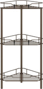 HuggieGems 3 Tier Floor Standing Corner Shower Caddy Organizer Shelf with Hooks, Bathroom Shelves Stand Rack, Bronze