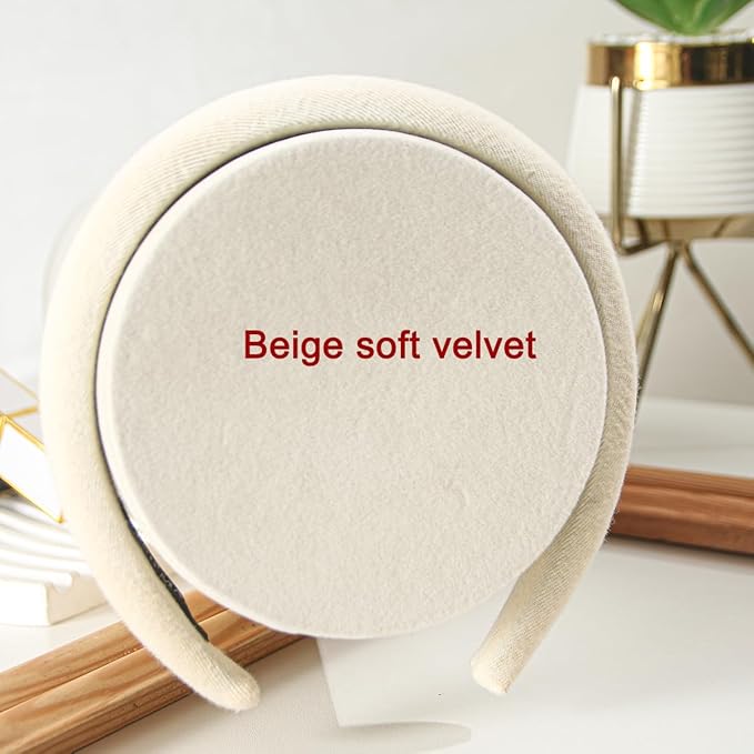 Headband Holder Organizer Tower, Soft Velvet Hairband Stand Display, Hair Hoop Accessories Storage for Home Bedroom or Store Shop Selling (Beige, T-Bar)