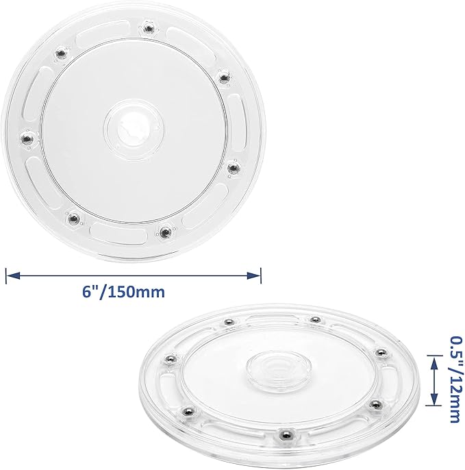 6 Inch Acrylic Turntable Organizer, Clear 360 Degree Rotation Round Turntable for Kitchen Pantry Table Countertop Cabinet Decorating