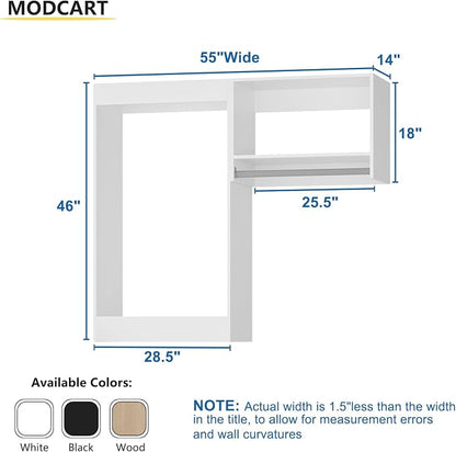 Modular Closet Organizer - 55" White Wood Tower for Walk In Closets, Wall Mounted Wardrobe Organizer Kit