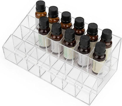 24Slots Essential Oil Holder，Plastics Essential Oil Storage,for Bottles Perfumes and Nail Polish Shelf，Essential Oil Organizer,Makeup Storage Rack