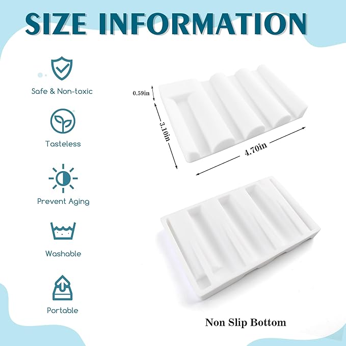 Silicone Soap Dish,Self Draining Soap Holder Perfect for Shower,Bathroom Sink,Kitchen Sink & Travel,Non-Slip Bar Soap Holder Extend Soap Life,Keep Soap Bars Dry & Easy Cleaning White-1Pcs