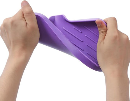 MicoYang Silicone Bathroom Soap Dishes with Drain Spout-Bathroom and Kitchen Sink Organizer,Sponge Holder,Dish Soap Tray,Perfect for Dispenser,Scrubber,Bottle,Cup on Sink or Counter-Purple 9.6"×5.3"