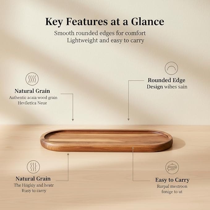 Wooden Decorative Trays 2PCS Farmhouse Wood Trays Bathroom Vanity Bathroom Counter Wood Tray Home Rustic Decor Trays, Bath Tray Countertop, Wooden Plates for Decorative Vanity Decor