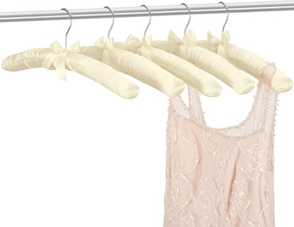 Women's Clothing Padded Hangers, 15 Inch Satin Hangers, Thick Foam Padding, No Shoulder Pads, for Sweaters, Suits, Wedding Dresses, Fine Cashmere (Pack of 5)