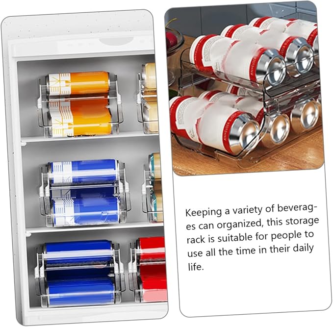 Zerodeko Double Can Dispenser for Beverages Transparent Soda Organizer for Fridge and Pantry Storage for Cans of Soda Beer and More Space-saving Design for Home and Rvs