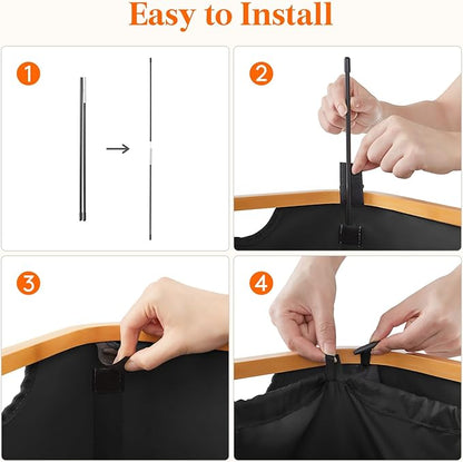 Lifewit 80L Laundry Basket with Lid, Clothes Hampers for Laundry with Bamboo Handles and 1 Removable Bag, Large Foldable Laundry Hamper for Bedroom, Bathroom, Dorm, Laundry Room, Black