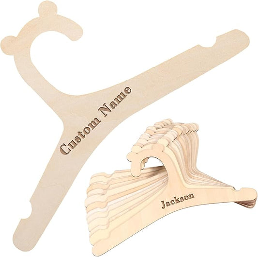 10Pcs Personalized Baby Hangers with Name, Custom Handcrafted Wooden Kids Hanger with Name, Non Slip Hangers for Gift for Teen, Boy, Girl (10Pcs)
