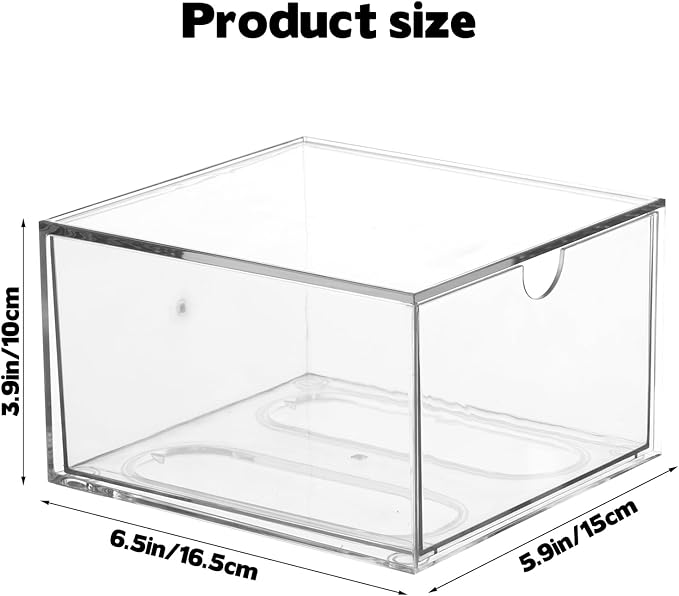 Rainmae Disposable Face Towel Holder, Face Towel Storage Box Bin, Stackable Clear Makeup Organizer with Drawer for Clean Skin Club Face XL Towels Holder for Vanity Bathroom and Makeup Organization