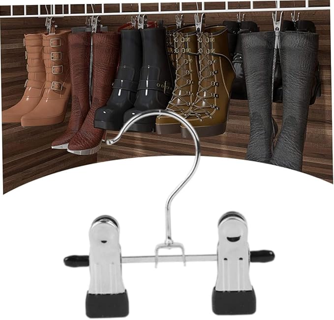Boot Hangers, Double Adjustable Clips Multi-Functional Pants Hangers Travel Portable Hanging Clips Boot Organizer Boot Holder for Laundry Home Set of 6