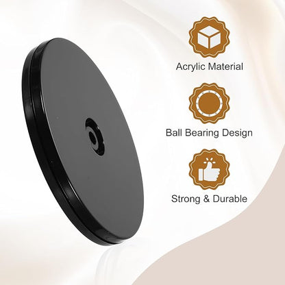uxcell 2Pack Acrylic Lazy Susan Turntable, 5" Spinner Lazy Susan Turntable Organizer, Acrylic Ball Bearing Rotating Tray for Pantry Spice Rack Decorating, Black