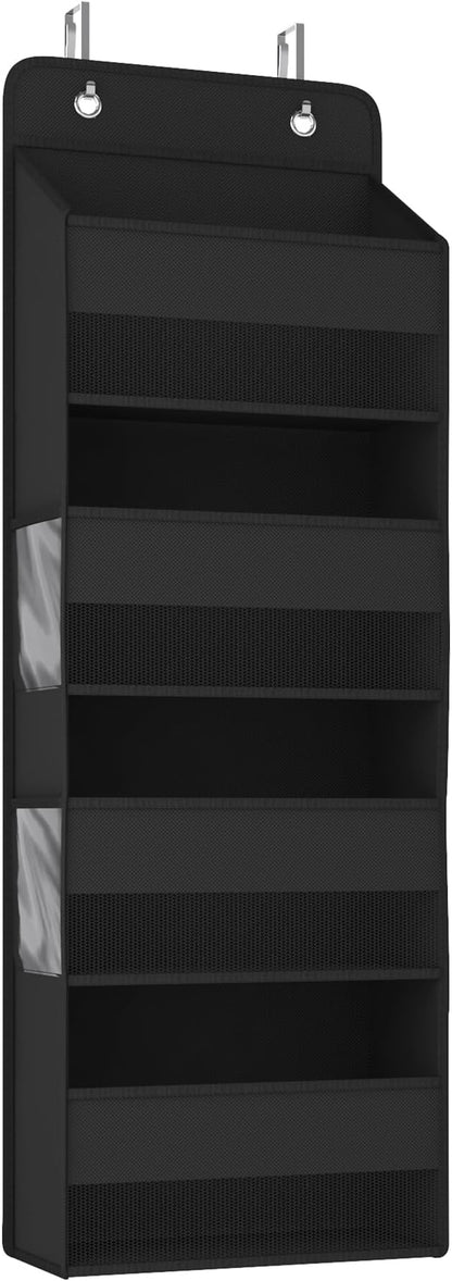 Kaitiemoo 1 Pack 4-Tier Over the Door Organizer, Heavy-Duty Large Deep Pocket Hanging With 4 Large Front & 4 Side Pockets With for Pantry, Kitchen, Bathroom, Dorm, Black