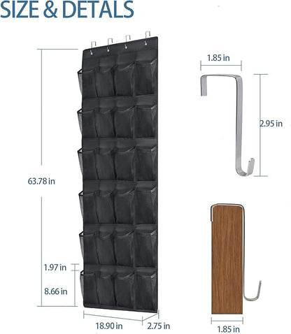 Over the Door Shoe Organizer 24 Extra Large Pockets Hanging Shoe Rack Holder for Closet Storage Hanging Shoe Organizer