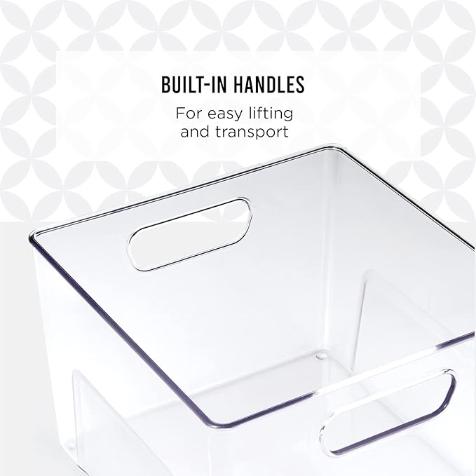 Copco Narrow Clear Bin, 10.5 x 4.5 x 6-Inch, for Kitchen, Fridge, Pantry, Laundry, and More