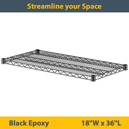 2 Pack Black Additional Wire Shelf for 18" x 36" Shelving Units, Replacement Shelves for Wire Rack