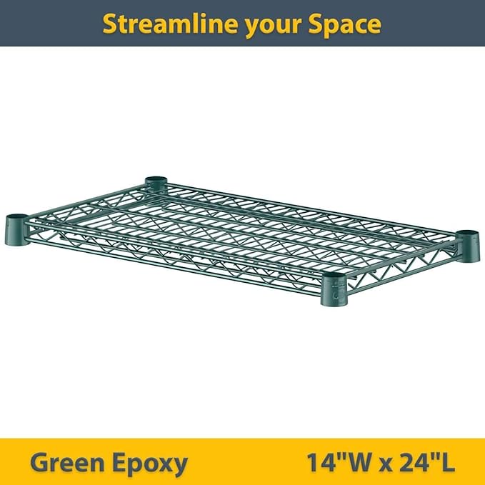 2 Pack Green Additional Wire Shelf for 14"x24" NSF Shelving Units, Replacement Shelves for Wire Rack