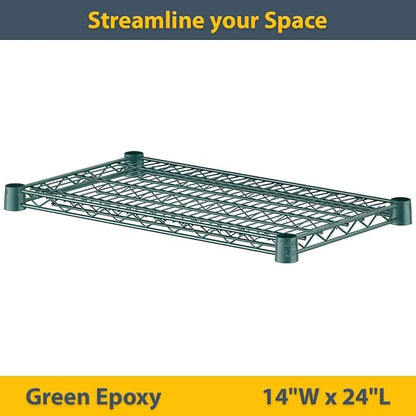 2 Pack Green Additional Wire Shelf for 14"x24" NSF Shelving Units, Replacement Shelves for Wire Rack