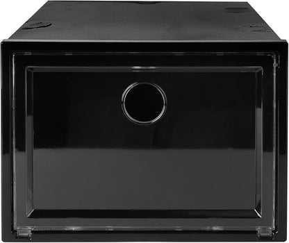 VICASKY Plastic Shoes Storage Box with Dustproof Cover, 34x18x25cm, Black Front-opening Shoe Organizer for Sneaker and Boot Storage at Home