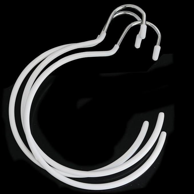 XGNG 3pcs Circle Dipped Rubber Hangers White Multifunctional Organizer Scarf Ring Hanger Anti-Slip Belt Holder Tie Hooks Wardrobe Accessories