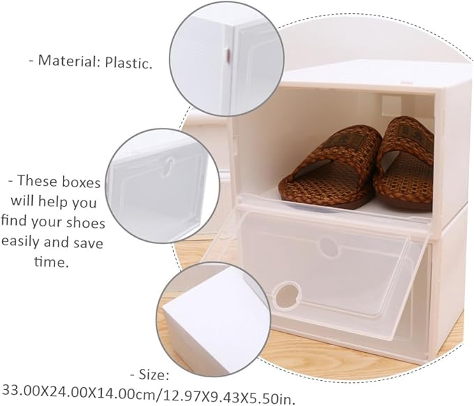 Gatuida 6pcs Transparent Stackable Shoes Box Organizer Drawer Design Shoe Storage Container for Easy Access and Dust