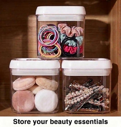 Felli Flip Tite Food Storage Container 4" Medium Size Airtight Lid Lock Top, Stackable Kitchen Canister for Space Saving, Pantry Fridge Cupboard Organizer, Spice Seasoning Pet Treats Snack (0.5 qt)