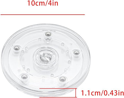 4 Pcs Clear 4 inch Acrylic Lazy Susan Rotating Turntable Organizer Bearings - Round Swivel Plate for Spice Rack, Table, Cake, Kitchen Pantry